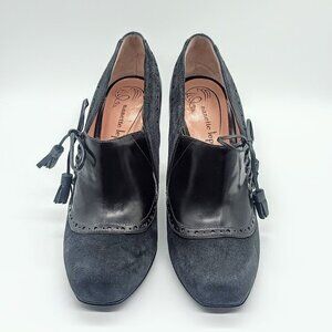 Nanette Lepore Grey Corset Shoe Pony Polished Calf Booties 7.5B